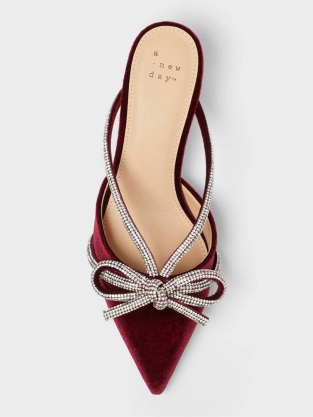 GWEN Burgundy Rhinestone Bow Heels - A New Day- NWT